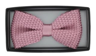 Pink Silk Knitted Bow Tie
