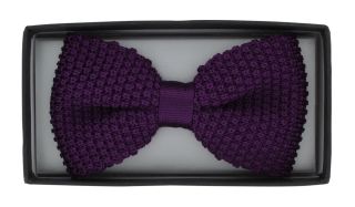 Purple Silk Knitted Bow Tie