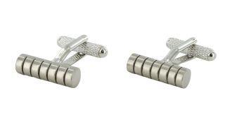 Silver Cylinder Stripe Cufflinks