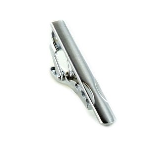 Silver Small Engraved Semi Circle Tie Clip