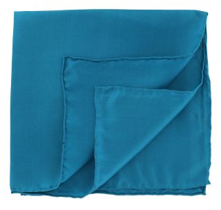 Teal Plain Silk Pocket Square