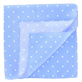 Ice Blue Polka Dot Silk Pocket Square
