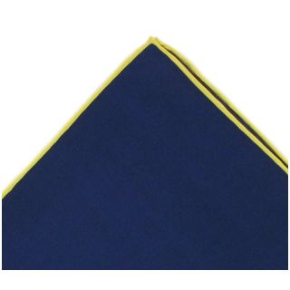 Navy with Yellow Shoestring Border Silk Pocket Square