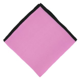 Pink with Black Shoestring Border Silk Pocket Square