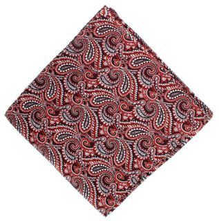 Burgundy All Over Paisley Silk Pocket Square