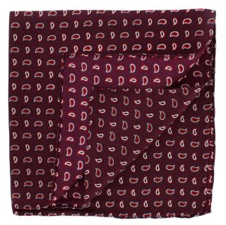 Burgundy Small Pine Silk Pocket Square
