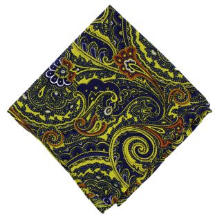 Yellow Bright Paisley Silk Pocket Square