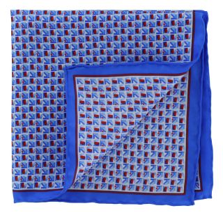 Blue Square Geo Silk Pocket Square