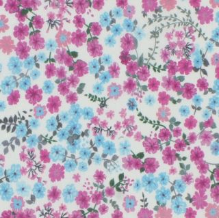 Pink & Teal Small Flower Linen Pocket Square