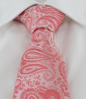 Coral Tonal Paisley Tie & Pocket Square Set