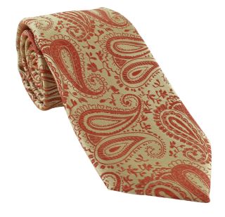 Dark Orange Tonal Paisley Tie & Pocket Square Set