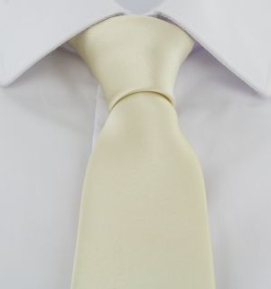 Ivory Slim Satin Plain Tie & Pocket Square Set