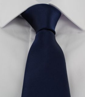 Navy Slim Satin Plain Tie & Pocket Square Set