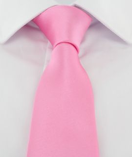 Pink Slim Satin Plain Tie & Pocket Square Set