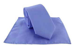 Boys Light Blue Plain Tie & Pocket Square Set