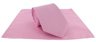 Pink Semi Plain Tie & Pocket Square Set