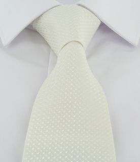 Ivory Semi Plain Tie & Pocket Square Set