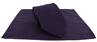 Purple Semi Plain Tie & Pocket Square Set