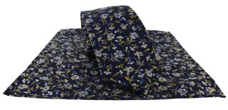 Yellow Irregular Floral Tie & Pocket Square Set