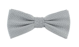 Silver Semi Plain Bow Tie & Pocket Square Set