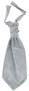 Silver Tonal Paisley Cravat & Pocket Square Set 