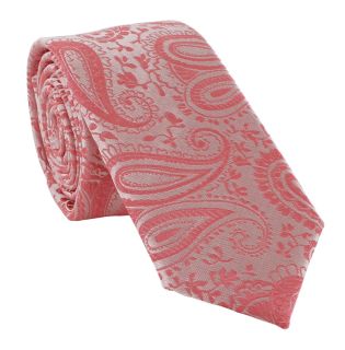 Boys Coral Tonal Paisley Tie & Pocket Square Set
