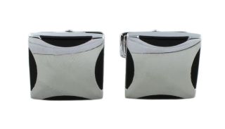 Silver and Black Square Design Cufflinks