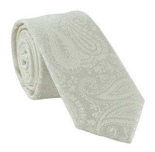 Boys Ivory Tonal Paisley Tie & Pocket Square Set
