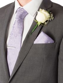 Lilac Subtle Flower Silk Tie & Pocket Square Set