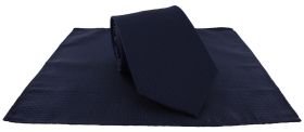 Navy Semi Plain Tie & Pocket Square Set