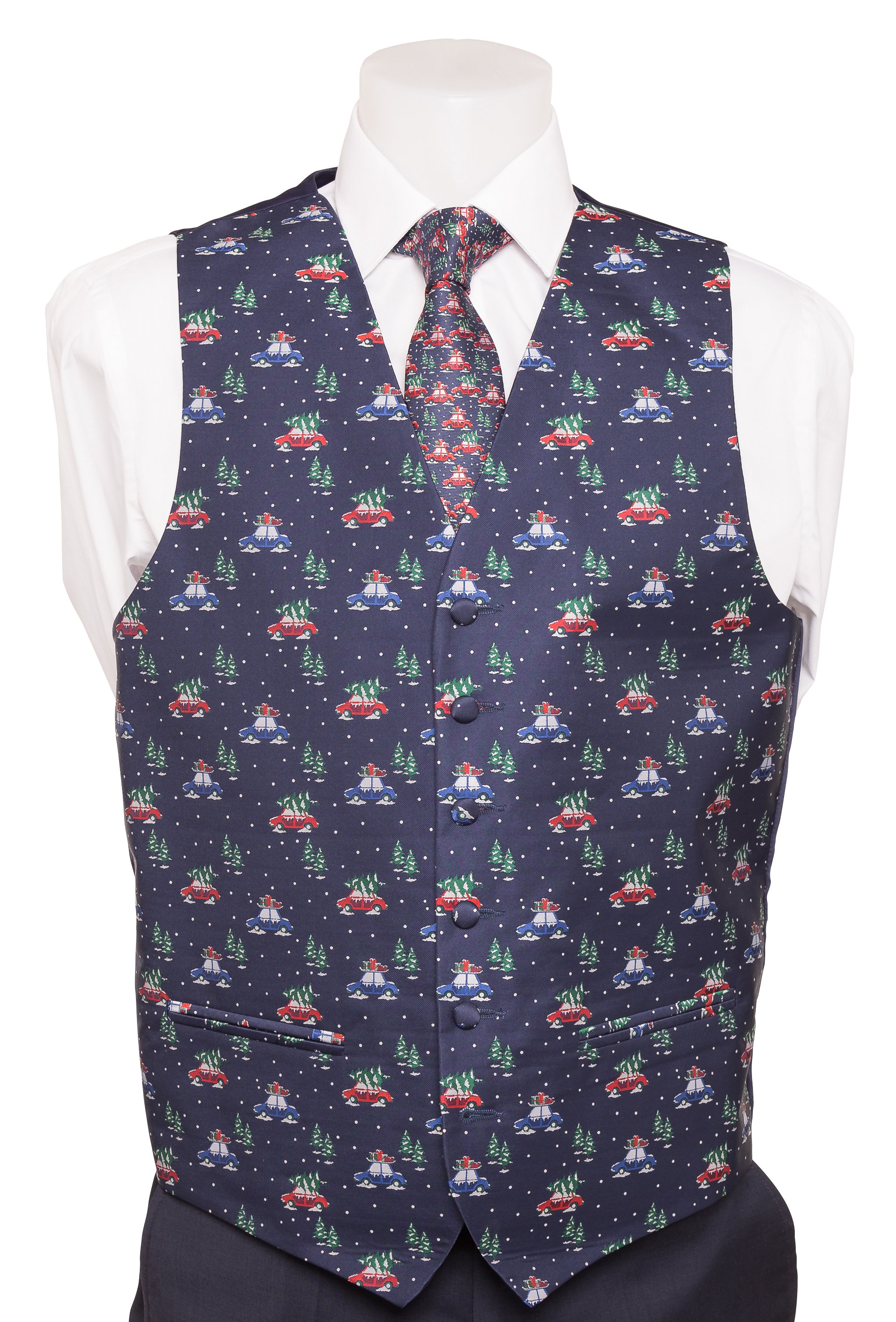 Neckwear And Accessories Navy Christmas Waistcoat Michelsons