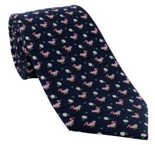 Michelsons of London Navy with Pink Hippo Silk Tie